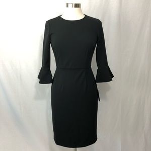 Donna Morgan Ruffle Bell Sleeve Sheath Dress